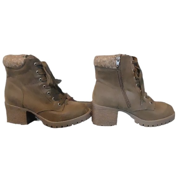 Universal Thread Lace-Up Medium Brown Dark Army Green Boots Size 7.5 - Picture 3 of 12